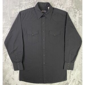 White Horse Western Snap Shirt‎ Men M Black Vintage 80s Pearl Snap Cowboy Ranch